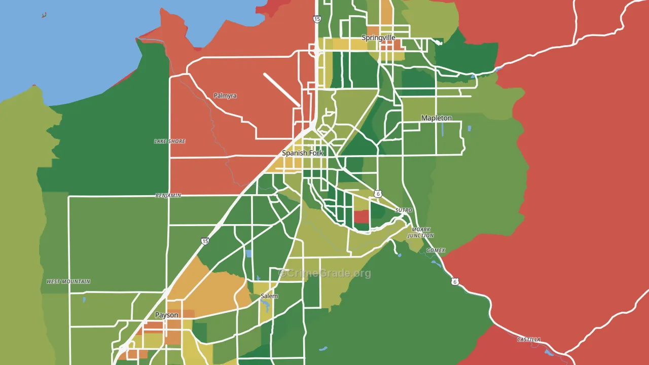 Spanish Fork, UT Map of Drug-Related Crime Rates