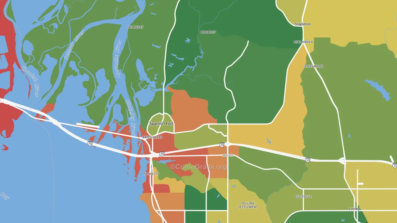 Spanish Fort, AL Map of Drug-Related Crime Rates