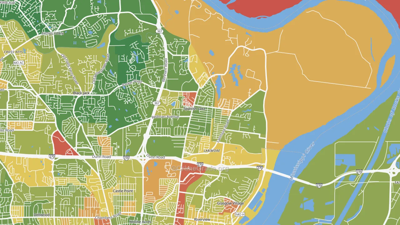 Spanish Lake, MO Map of Drug-Related Crime Rates