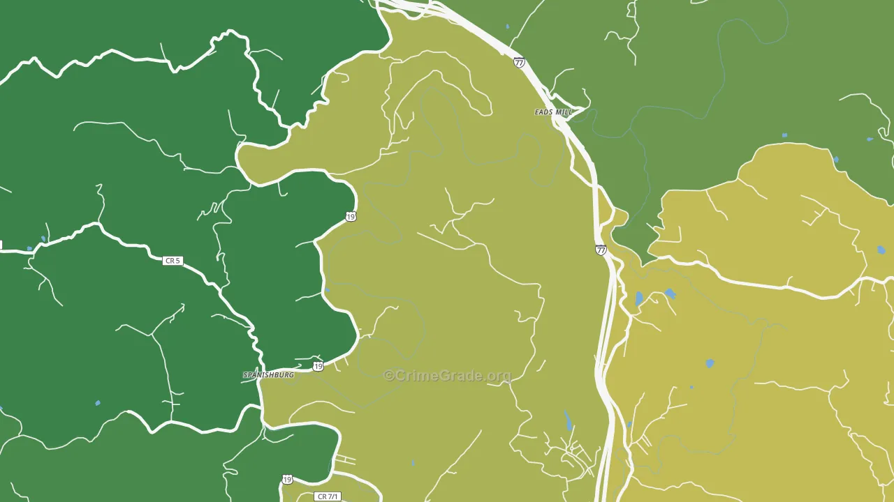 Spanishburg, WV Map of Drug-Related Crime Rates