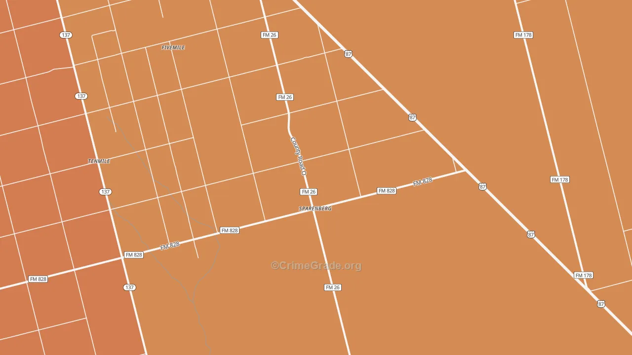 Sparenberg, TX Map of Drug-Related Crime Rates