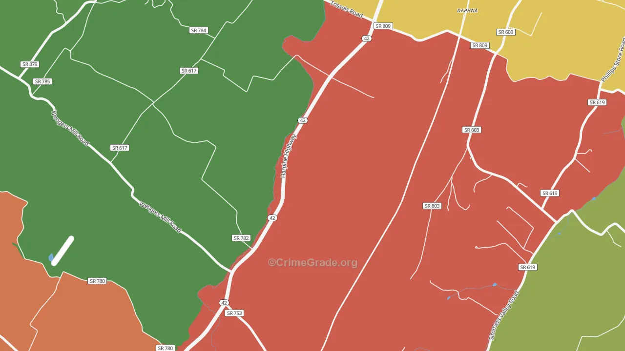 Sparkling Springs, VA Map of Drug-Related Crime Rates