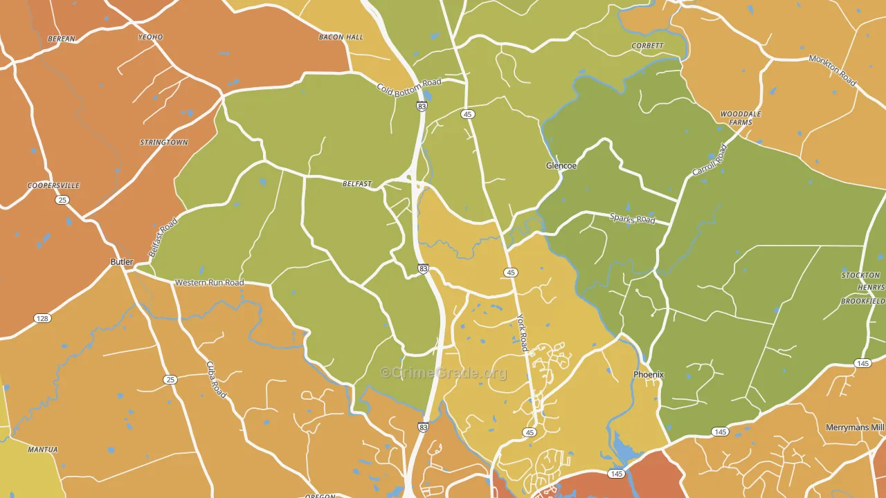Sparks Glencoe, MD Map of Drug-Related Crime Rates