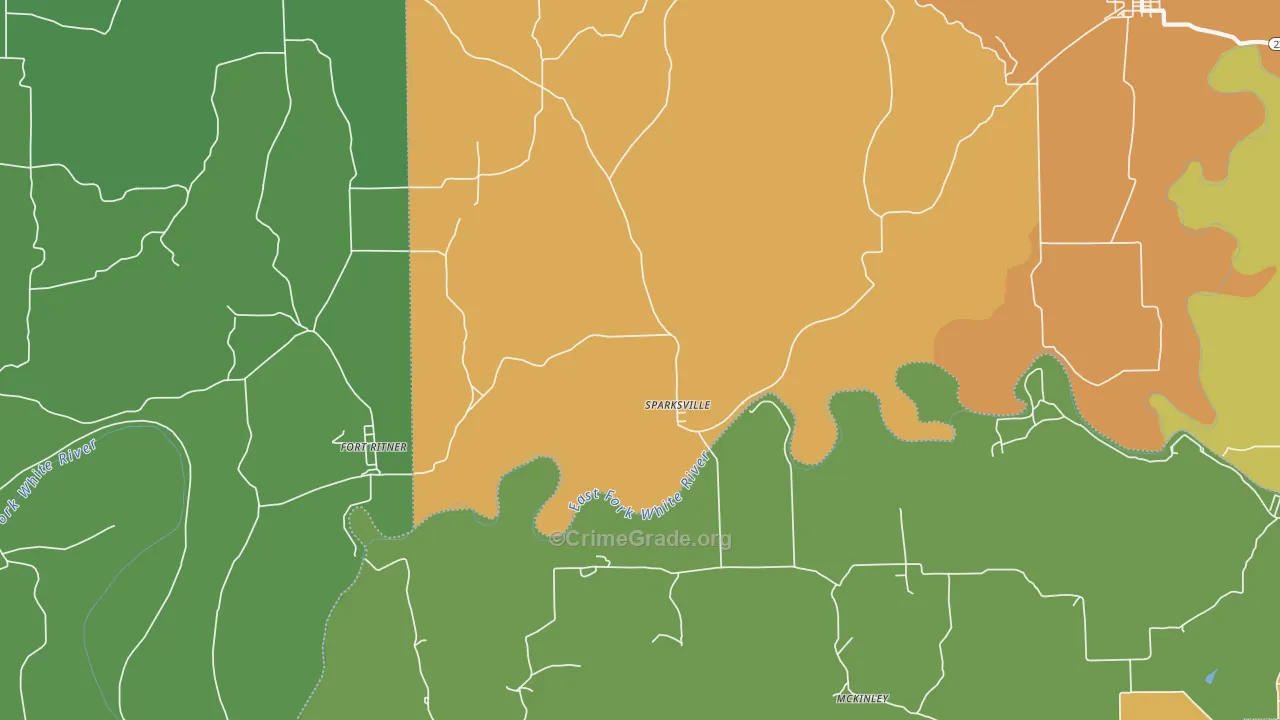 Sparksville, IN Map of Drug-Related Crime Rates