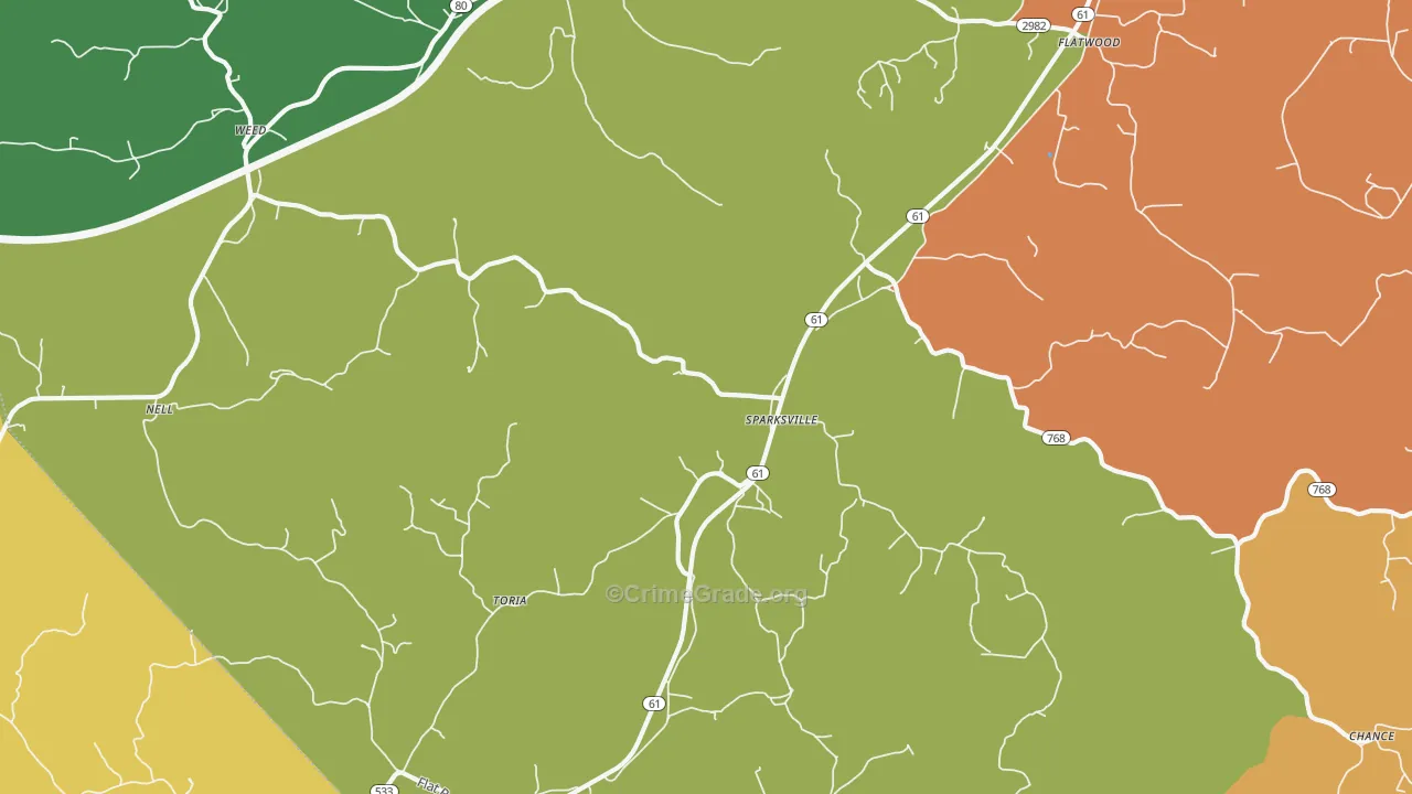 Sparksville, KY Map of Drug-Related Crime Rates