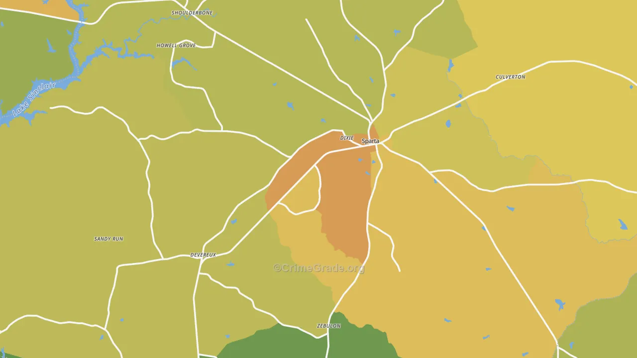 Sparta, GA Map of Drug-Related Crime Rates