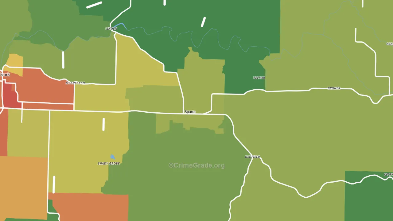 Sparta, MO Map of Drug-Related Crime Rates