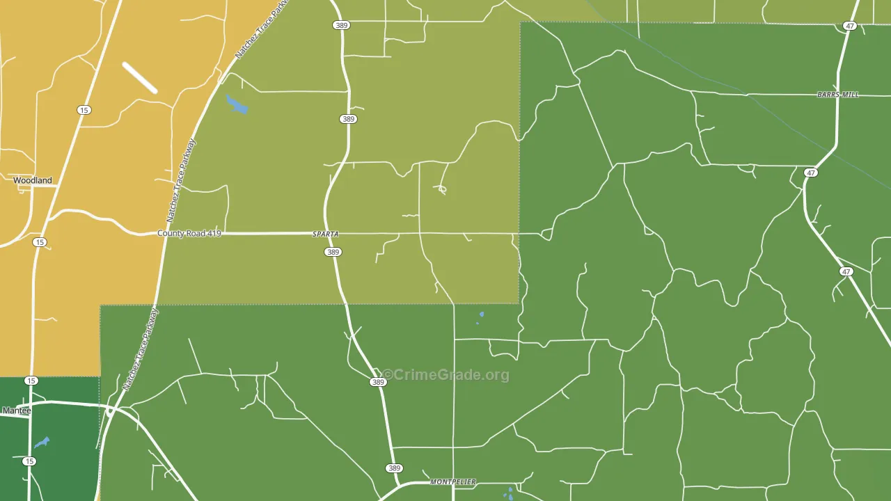 Sparta, MS Map of Drug-Related Crime Rates