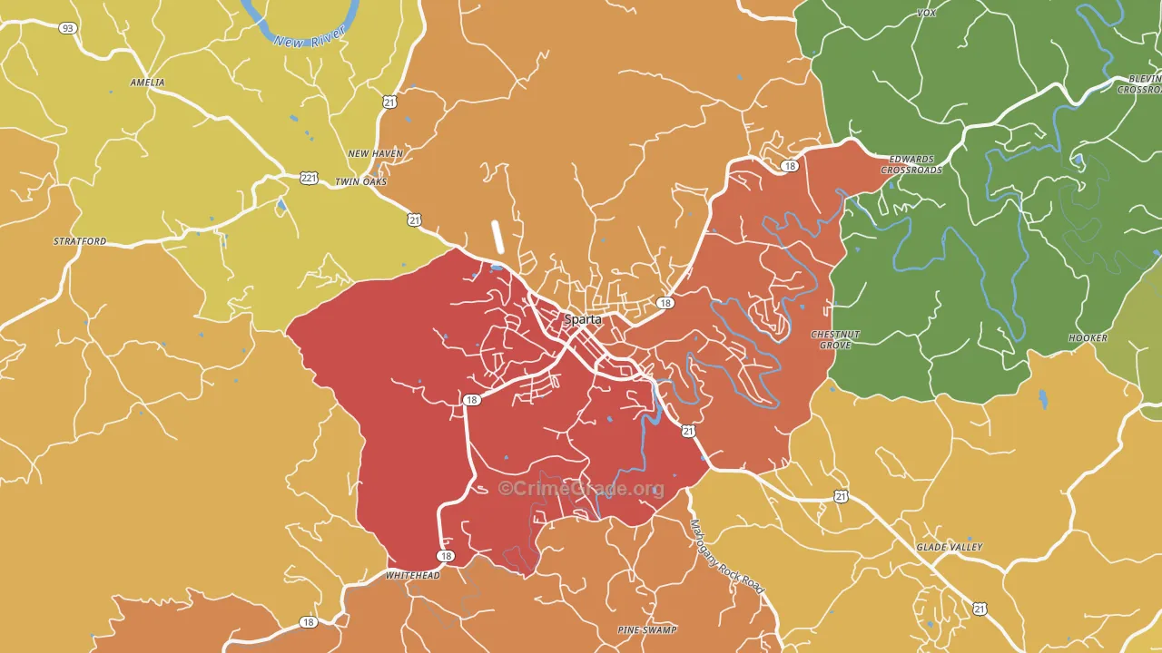 Sparta, NC Map of Drug-Related Crime Rates