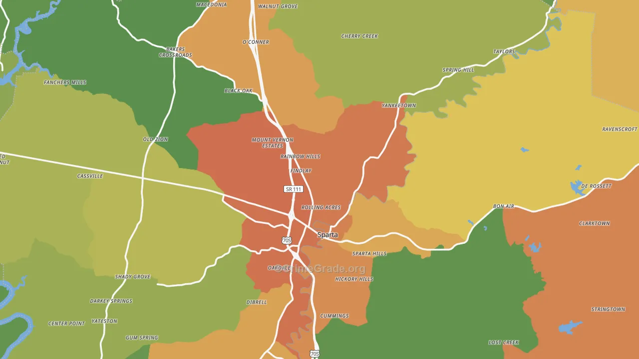 Sparta, TN Map of Drug-Related Crime Rates