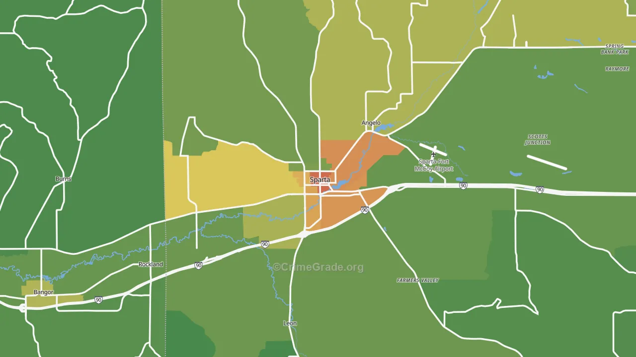 Sparta, WI Map of Drug-Related Crime Rates