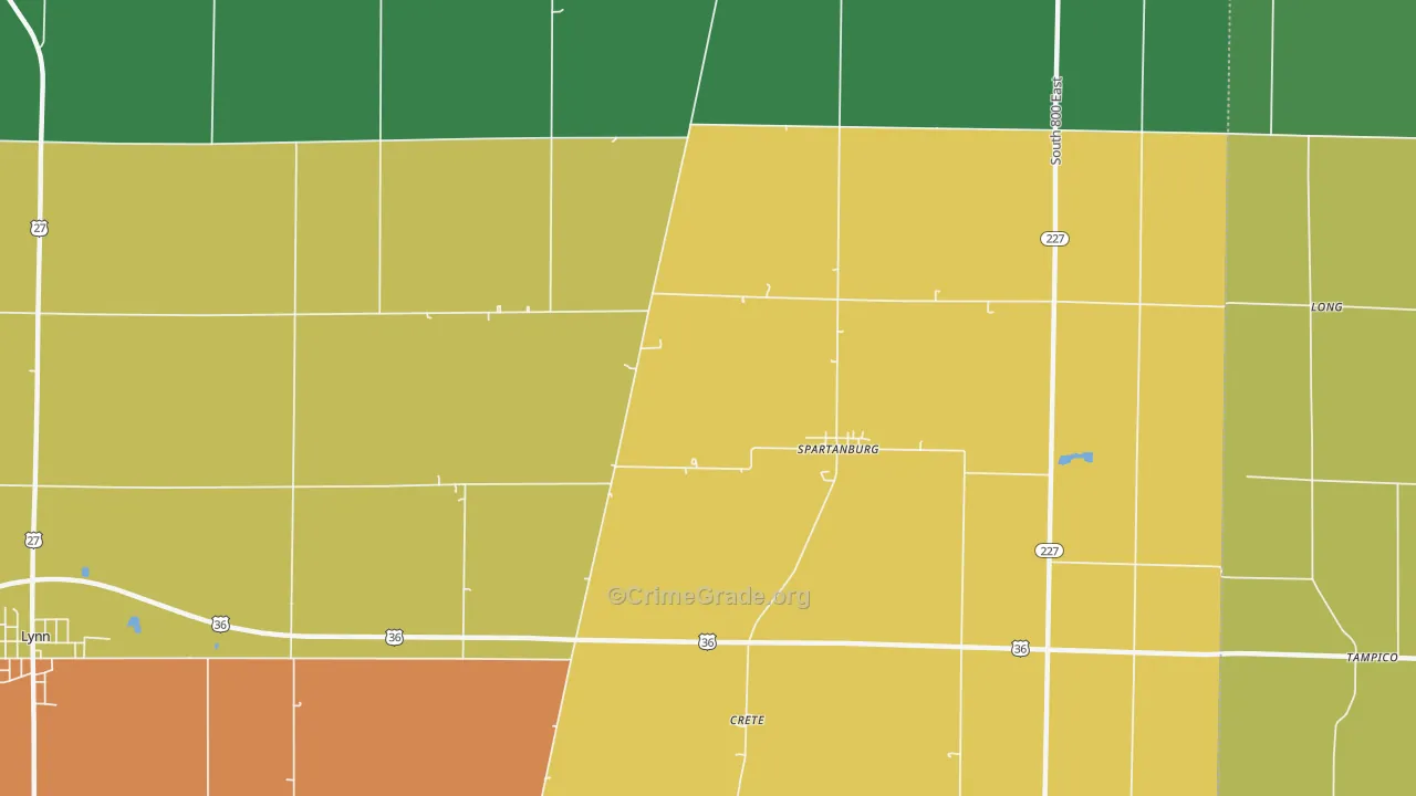 Spartanburg, IN Map of Drug-Related Crime Rates