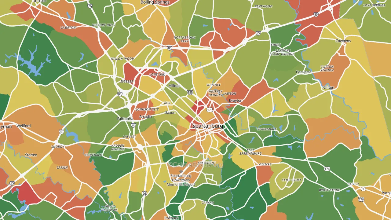 Spartanburg, SC Map of Drug-Related Crime Rates