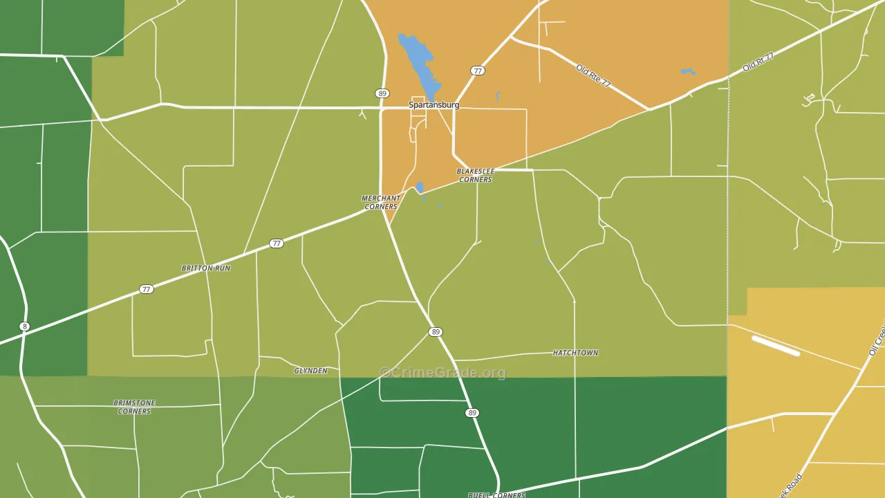 Spartansburg, PA Map of Drug-Related Crime Rates