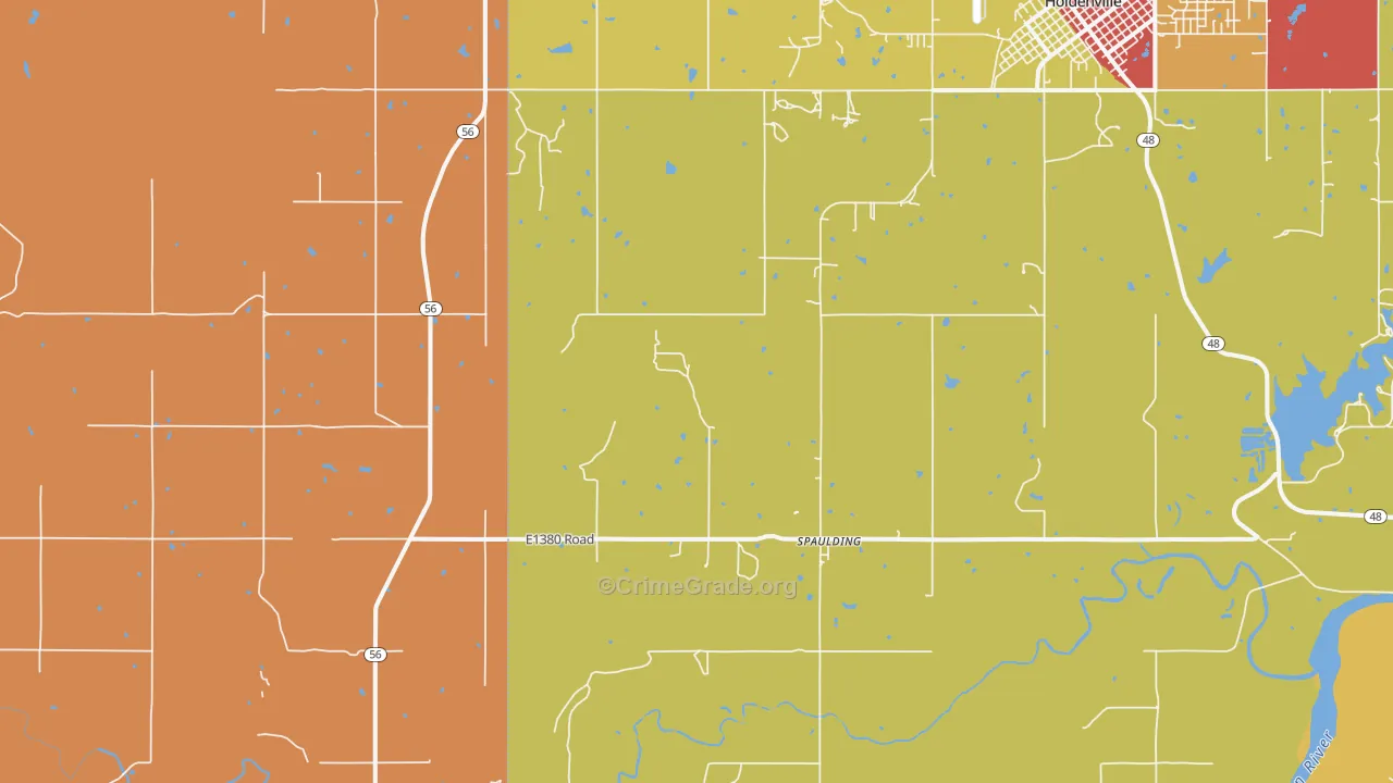 Spaulding, OK Map of Drug-Related Crime Rates