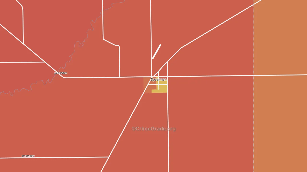 Spearman, TX Map of Drug-Related Crime Rates
