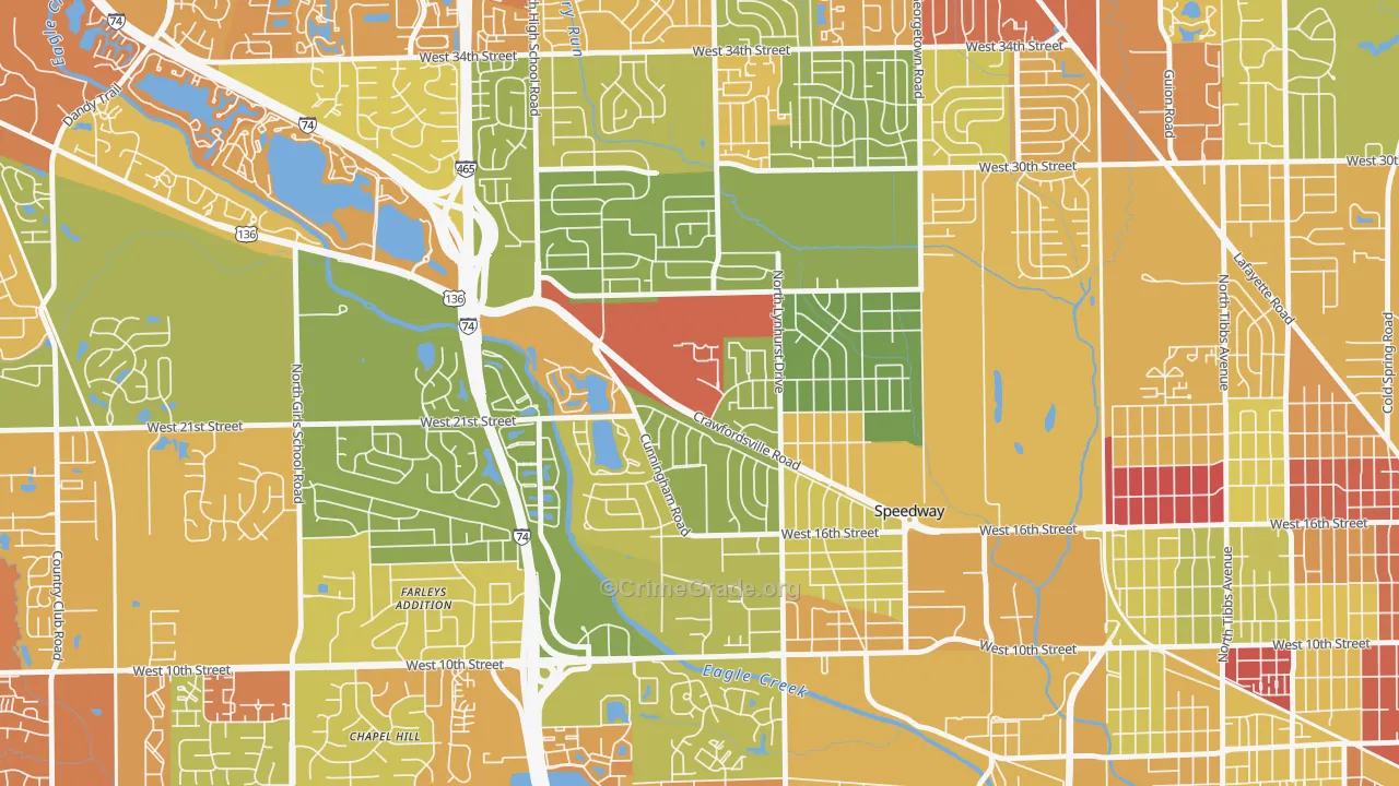 Speedway, IN Map of Drug-Related Crime Rates