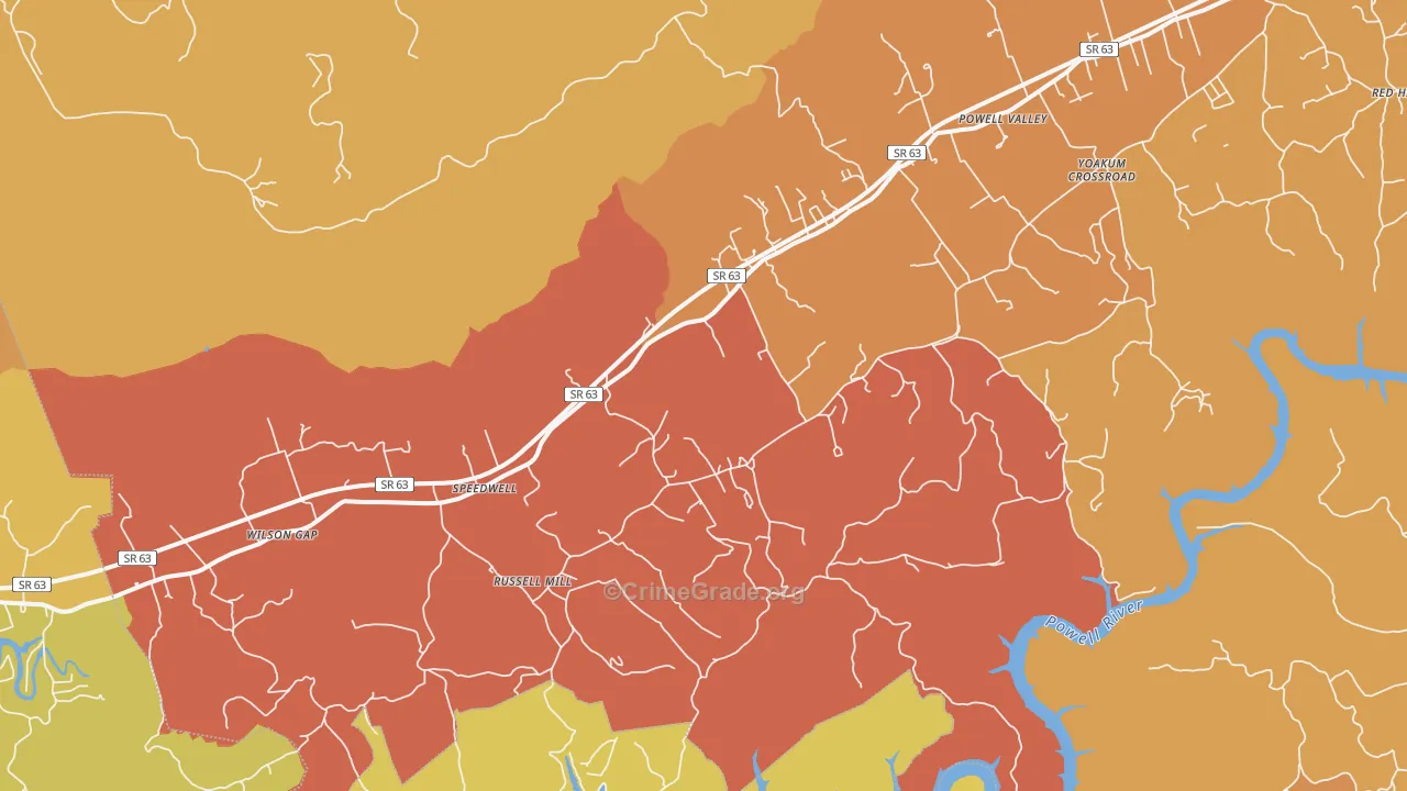 Speedwell, TN Map of Drug-Related Crime Rates