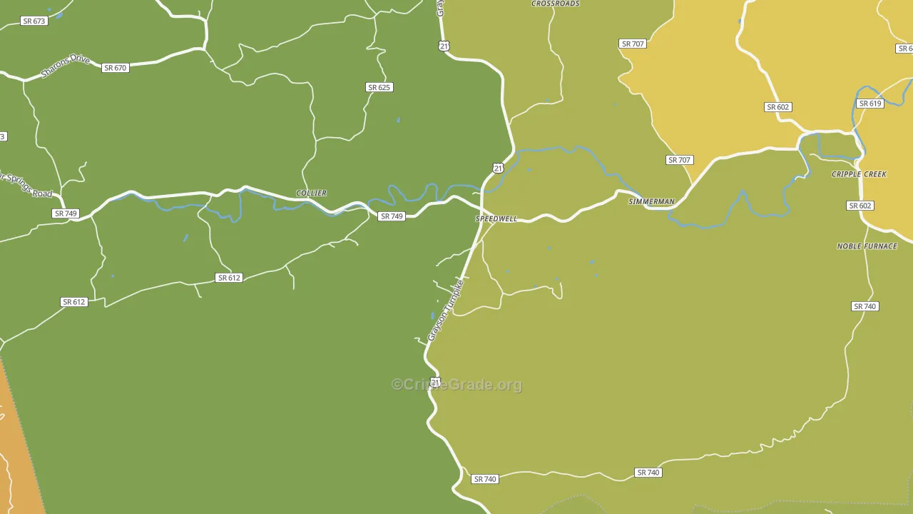 Speedwell, VA Map of Drug-Related Crime Rates