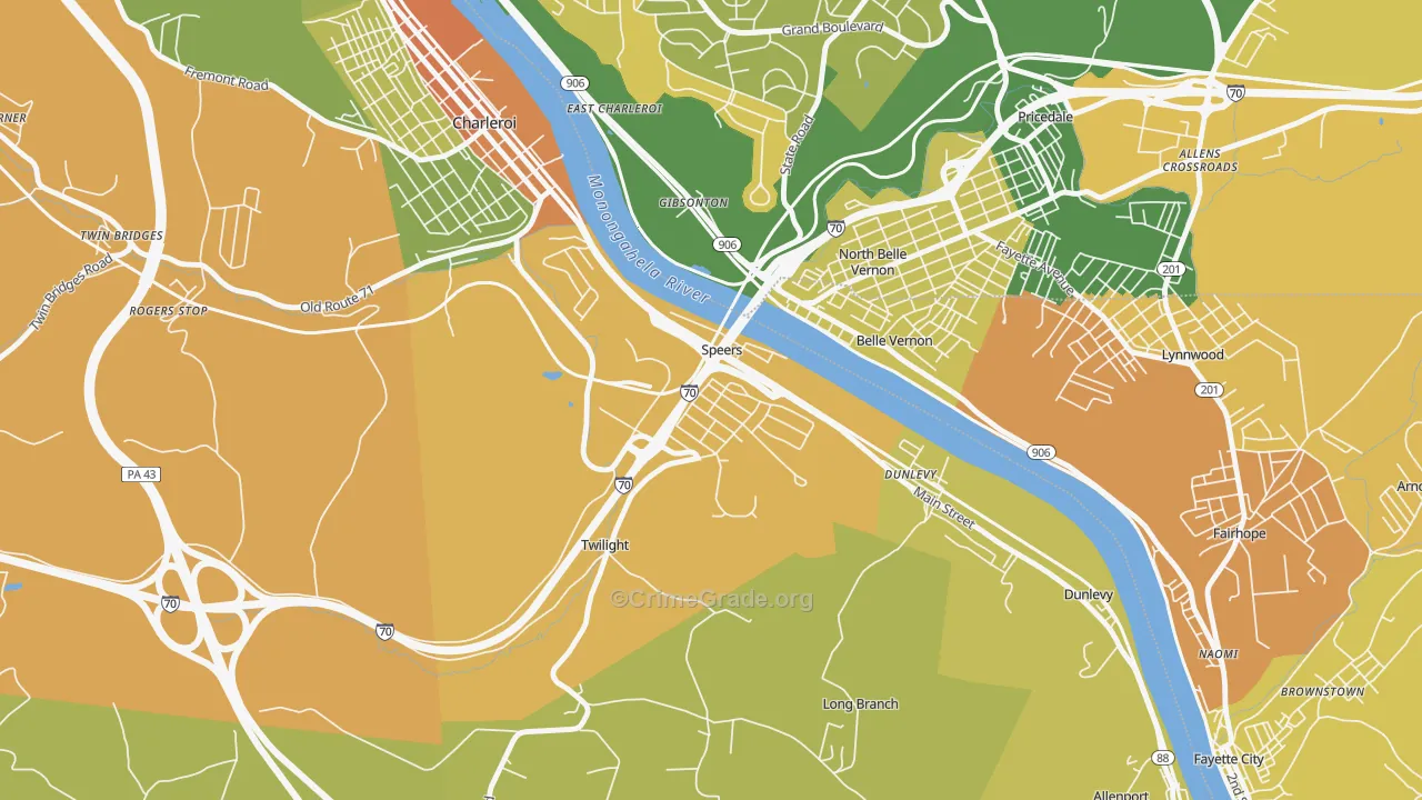 Speers, PA Map of Drug-Related Crime Rates