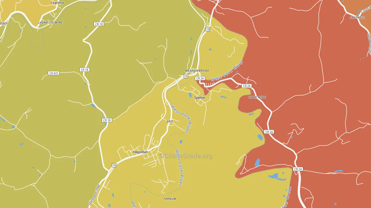 Spelter, WV Map of Drug-Related Crime Rates