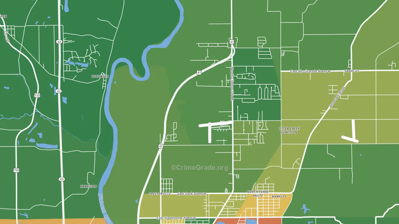 Spelterville, IN Map of Drug-Related Crime Rates