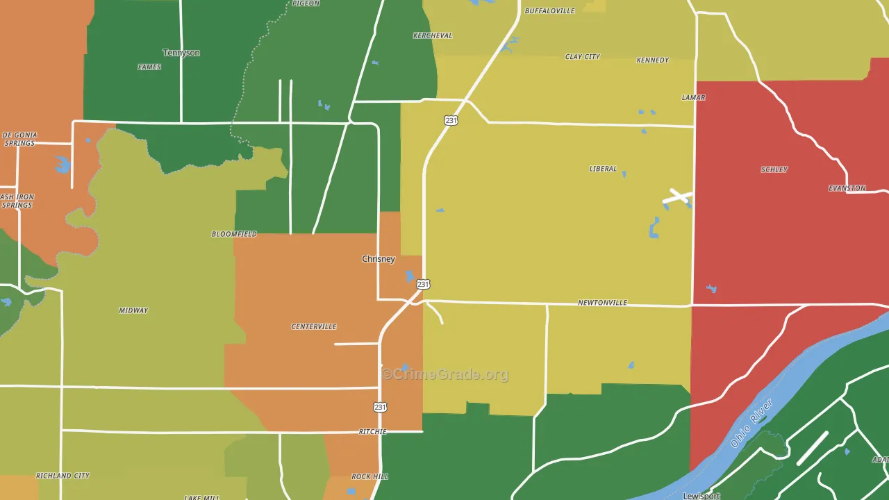 Spencer County, IN Map of Drug-Related Crime Rates