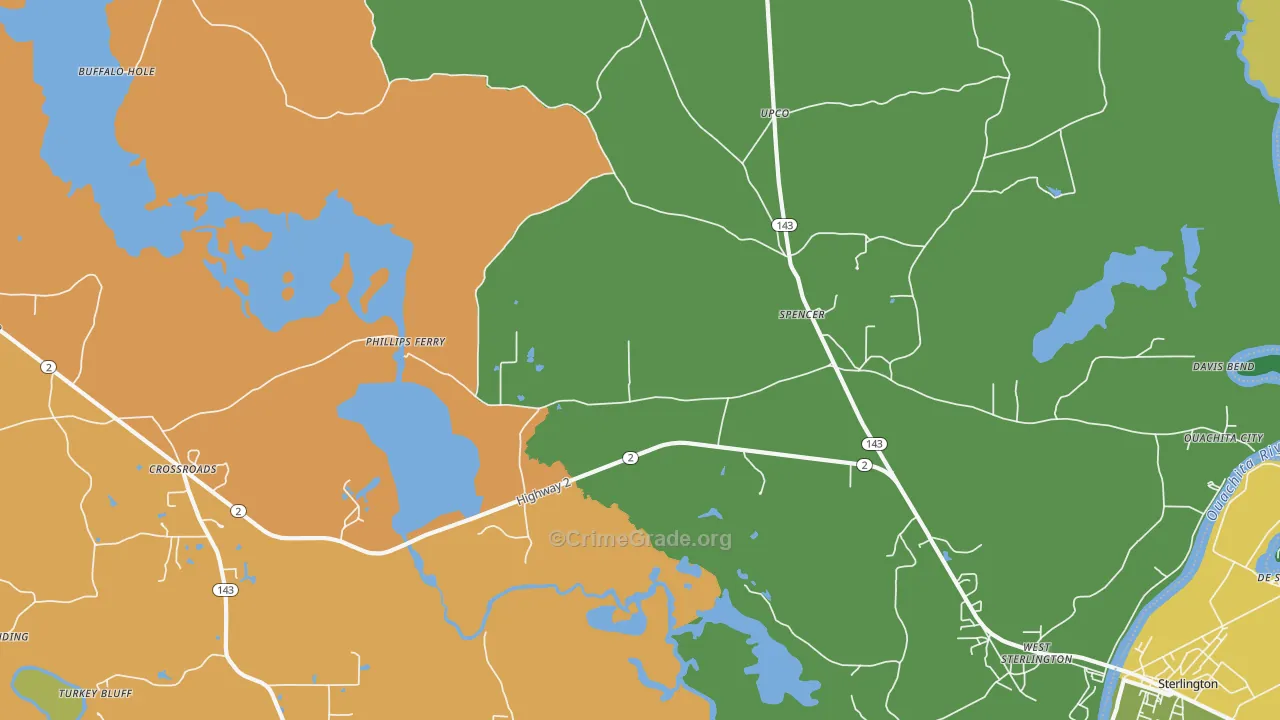 Spencer, LA Map of Drug-Related Crime Rates