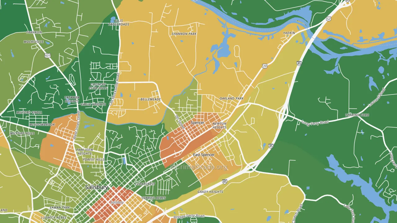 Spencer, NC Map of Drug-Related Crime Rates