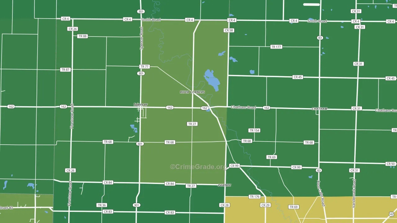 Spencer, OH Map of Drug-Related Crime Rates