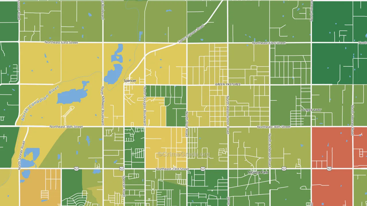 Spencer, OK Map of Drug-Related Crime Rates