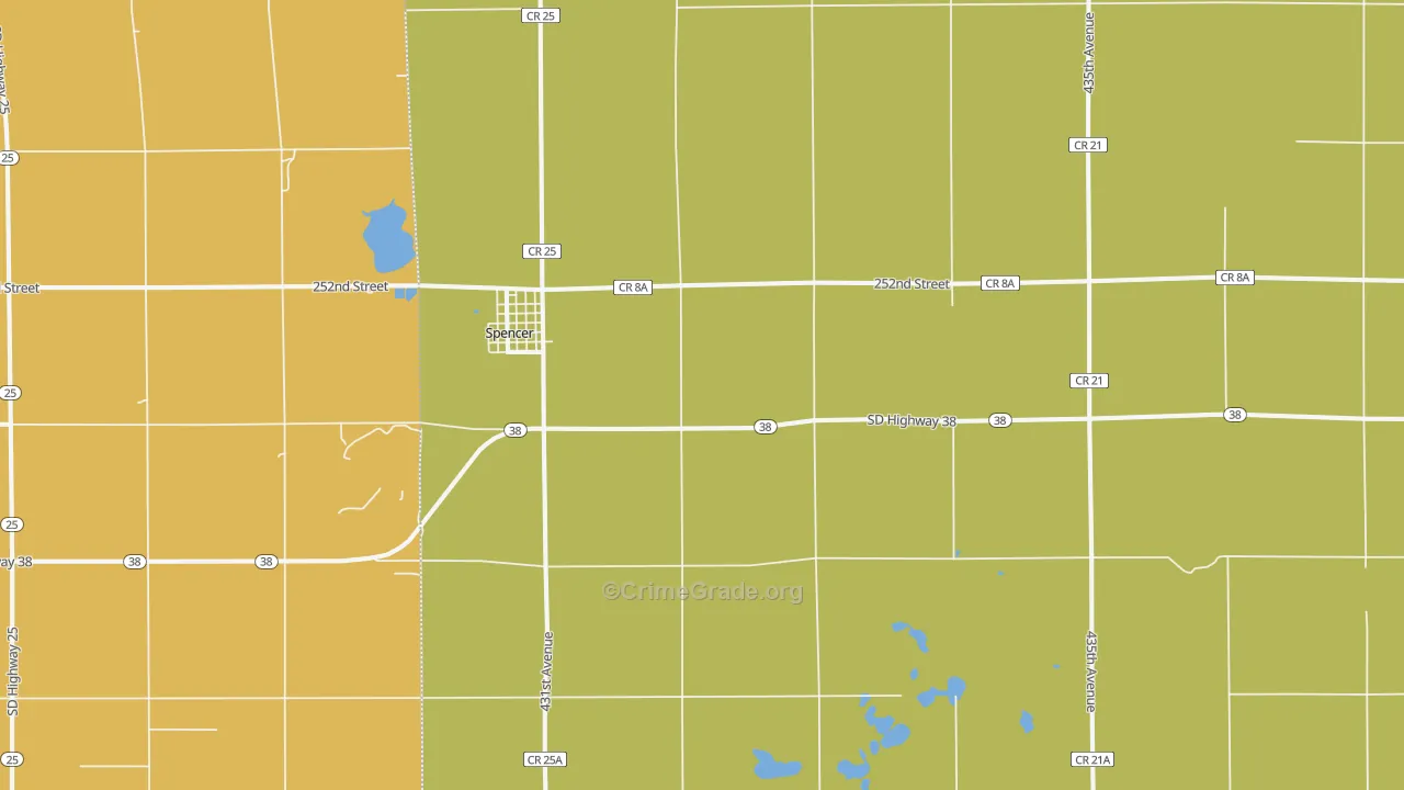 Spencer, SD Map of Drug-Related Crime Rates