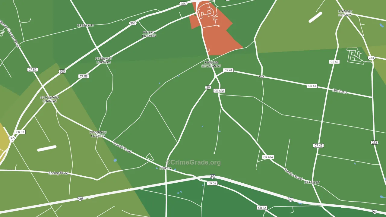 Spencer Settlement, NY Map of Drug-Related Crime Rates