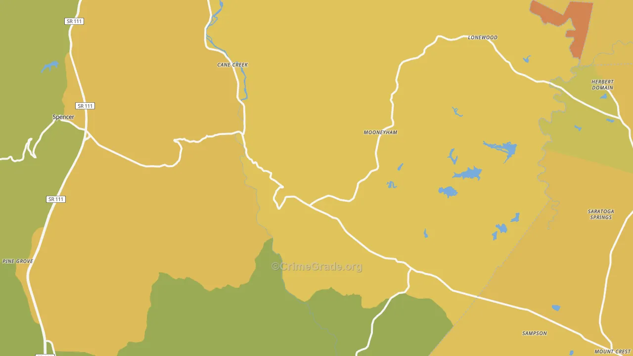 Spencer, TN Map of Drug-Related Crime Rates