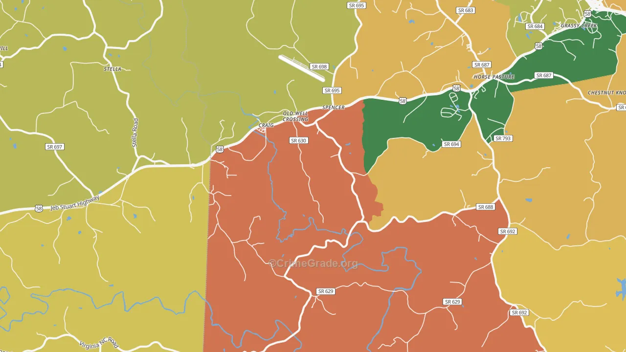 Spencer, VA Map of Drug-Related Crime Rates