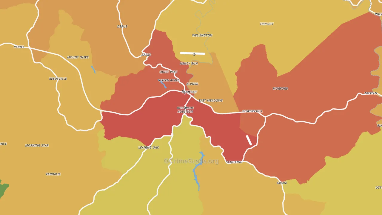 Spencer, WV Map of Drug-Related Crime Rates