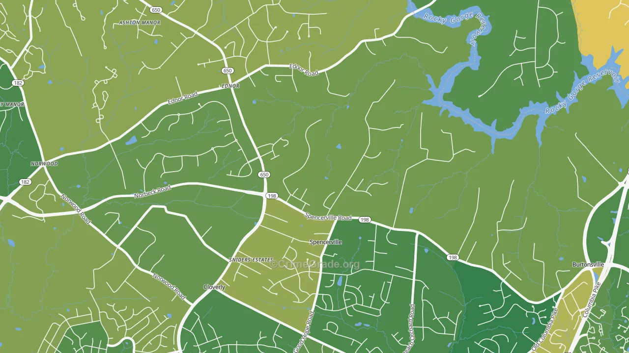 Spencerville, MD Map of Drug-Related Crime Rates