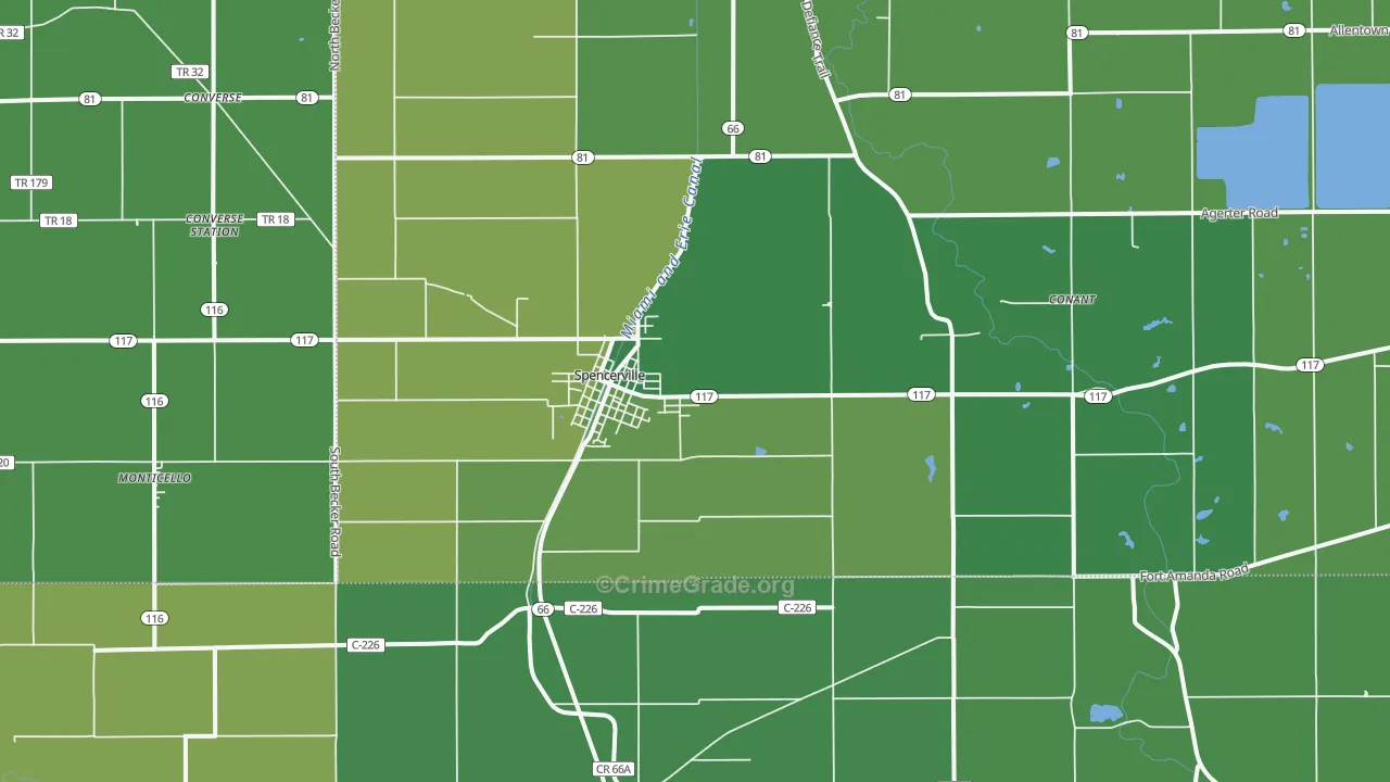 Spencerville, OH Map of Drug-Related Crime Rates