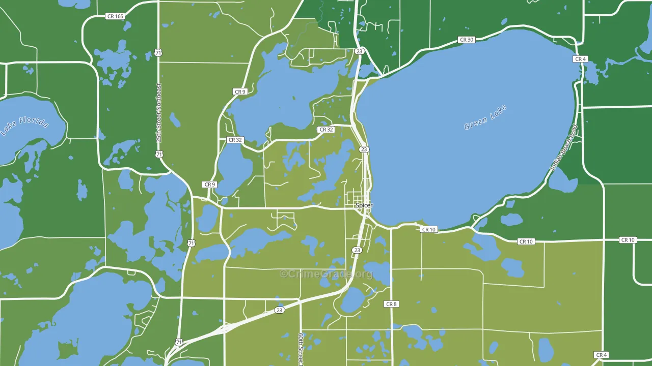 Spicer, MN Map of Drug-Related Crime Rates