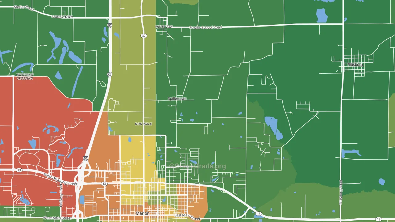 Spillertown, IL Map of Drug-Related Crime Rates