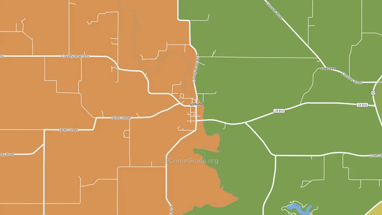 Spillville, IA Map of Drug-Related Crime Rates