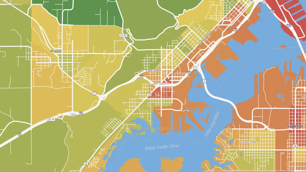 Spirit Valley-Denfeld-Norton Park, Duluth, MN Map of Drug-Related Crime Rates