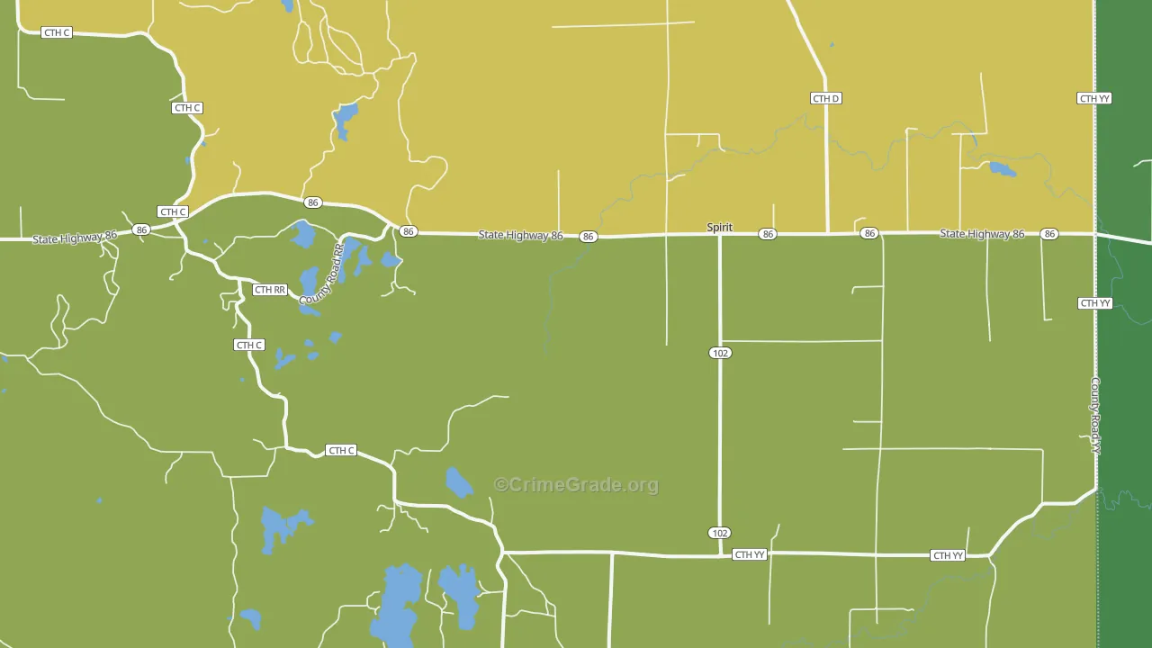 Spirit, WI Map of Drug-Related Crime Rates