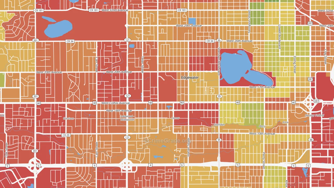 Spivak, Edgewater, CO Map of Drug-Related Crime Rates