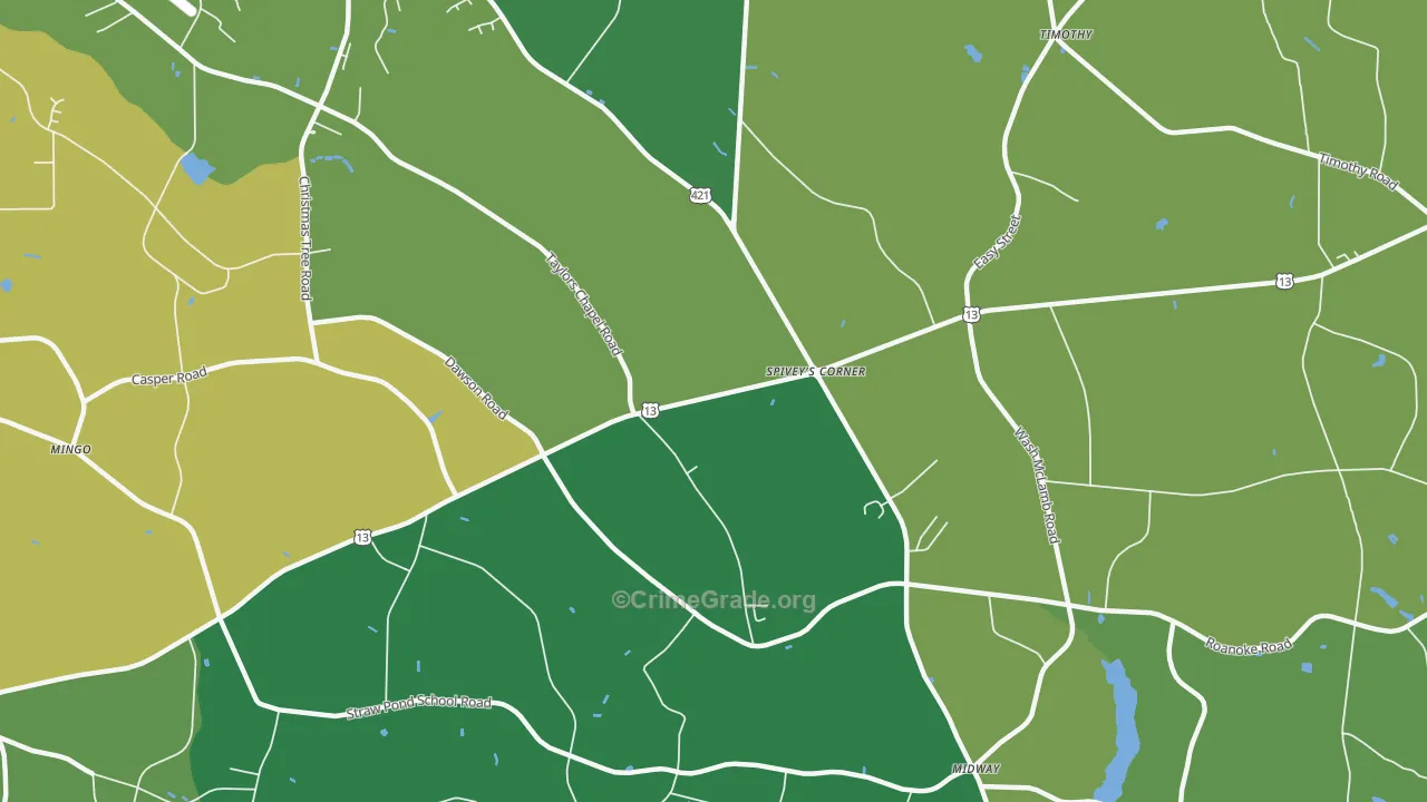 Spiveys Corner, NC Map of Drug-Related Crime Rates