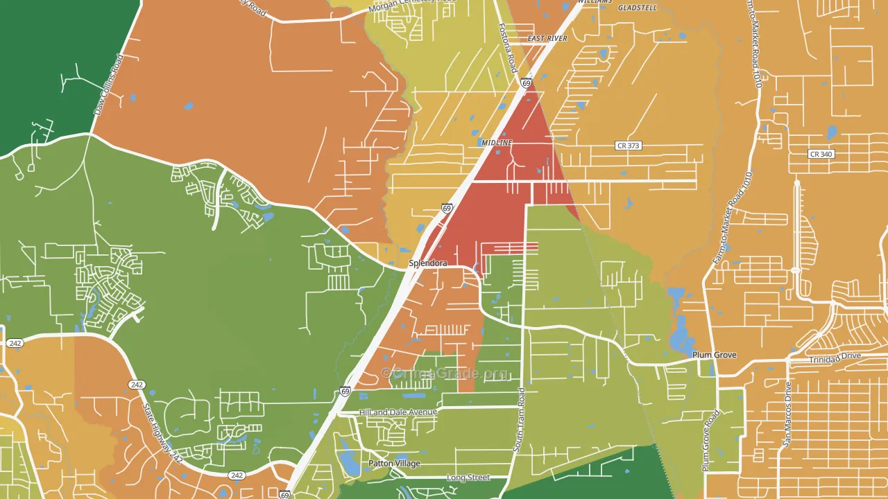 Splendora, TX Map of Drug-Related Crime Rates
