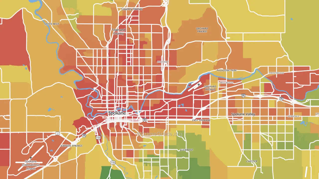 Spokane County, WA Map of Drug-Related Crime Rates