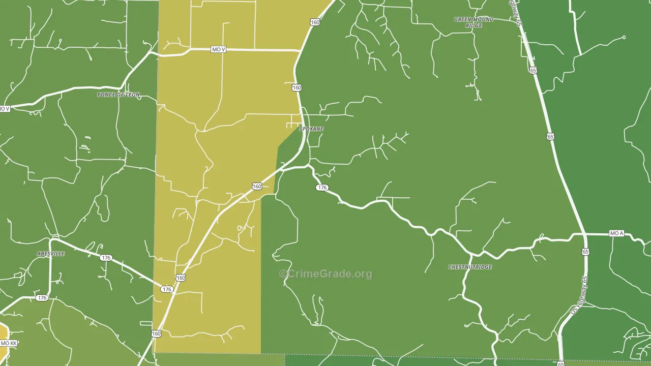 Spokane, MO Map of Drug-Related Crime Rates