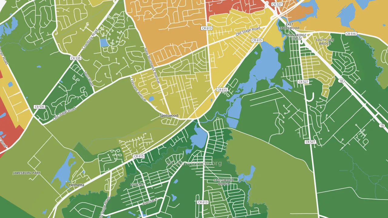 Spotswood, NJ Map of Drug-Related Crime Rates