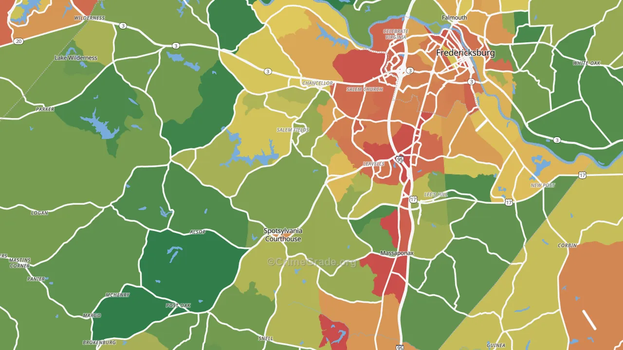 Spotsylvania County, VA Map of Drug-Related Crime Rates